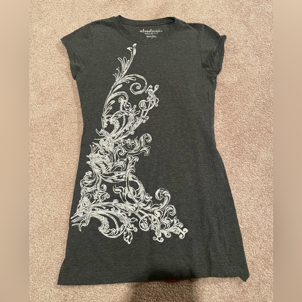 Streetwear Society Charcoal Tee with White Swirl Design